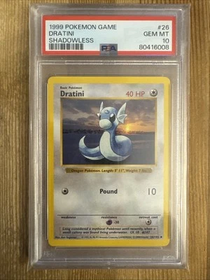 Dratini 26/102 Base Set Shadowless - Uncommon Pokemon Card PSA 10 - Image 1 of 2