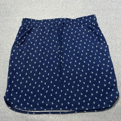 Renee C Pencil Skirt Size M Blue Anchor Pattern Elastic Waist w/drawstring - Image 1 of 4