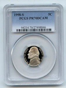 1998 S 5C Jefferson Nickel Proof PCGS PR70DCAM - Picture 1 of 1