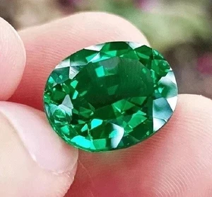 Emerald Green Oval Cut 20+ Ct Certified Loose Gemstone for Ring and Pendent - Picture 1 of 4