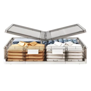 Clear Plastic Under Bed Storage Containers Bins with Lids and 8 Pre-installed - Picture 1 of 9