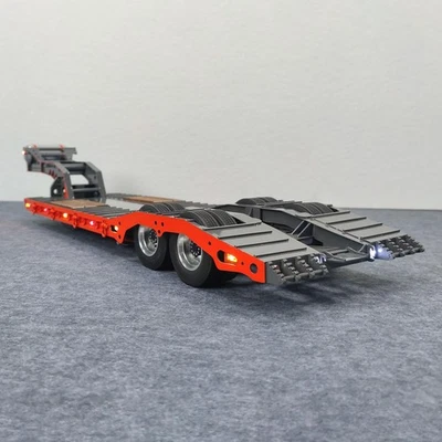 1/14 Metal 2Axles Gooseneck Low Flatbed Trailer for DIY TAMIYA RC Tractor Truck - Image 1 of 2