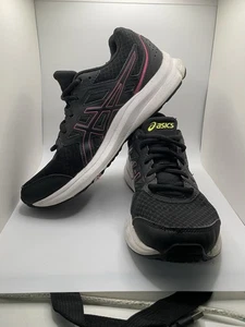 Asics Women Shoes Sneakers Sz 9 Black White Pink F961221 Jog Run Sport Walk - Picture 1 of 10