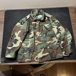 Vintage Alpha Industries Jacket Mens Medium Short M65 Field Coat Camo Army 80s - Picture 1 of 8