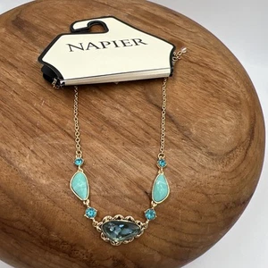 Collana Napier Donna Blu Multiforma Gemma Tono Oro Lunghezza Regolabile Nuova con etichette - Foto 1 di 7