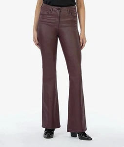 Neu Kut From The Kloth Ana High Rise Fab Ab Flare Jeans Bordeaux beschichtet Größe 18 - Bild 1 von 6