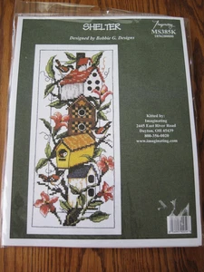 Kit Punto de Cruz Contado REFUGIO Pajareras Pájaros Flores Bobbi G Diseños - Imagen 1 de 3