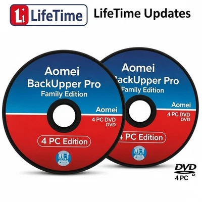 LifeTime Updates Aomei BackUpper Pro Family Edition | 4 PC  DVD - Image 1 of 4