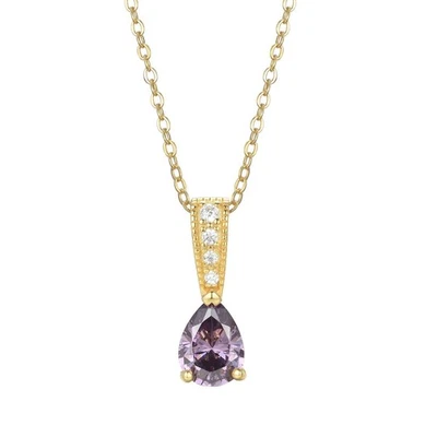 Ladies 9 Carat Gold on Sterling 925 Silver Sapphire & Amethyst Pendant Necklace - Image 1 of 4