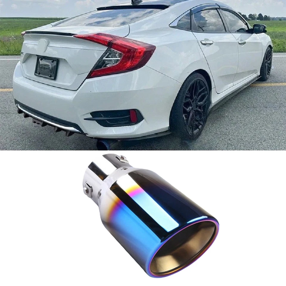 Car Exhaust Pipe Rear Tip Tail Throat Muffler Stainless For Honda Accord Civic Foto 1 de 4