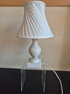 Lámpara de mesa y pantalla vintage italiana de alabastro ónix blanca pesada (W7) - Imagen 1 de 17