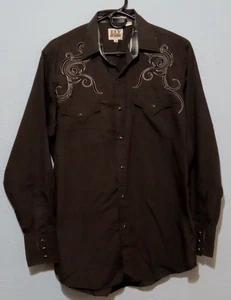 Ely Cattleman Men's M Black Embroidered Snap Western Style Shirt - Picture 1 of 10