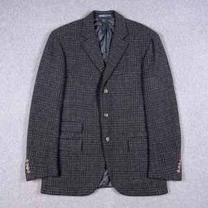VTG Polo Ralph Lauren Mens 40R Wool Blazer Houndstooth Check Wool Made in Italy - Picture 1 of 16