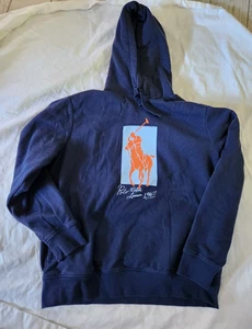 Polo Ralph Lauren Para Hombre Talla XL Azul Polo Poni Gráfico Polar Pullover Sudadera con Capucha - Imagen 1 de 9