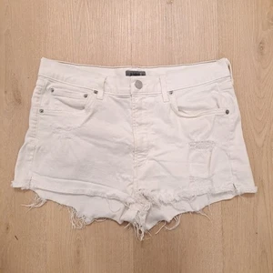 Agolde White Jaden High Rise Cut Off Raw Hem Summer Denim Shorts Size 30 - Picture 1 of 9