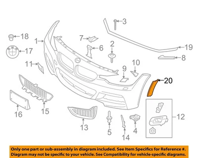 Conjunto reflector de luz de señalización lateral izquierda BMW M3, M4 2015-2020. OEM Nuevo 63147848581 Foto 1 de 4