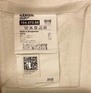 NÄRSEN Toalla de baño, blanco, 55x120 cm, IKEA TOALLA LIGERA, 104.473.59 - Imagen 1 de 2
