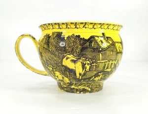 Antik um 1810 Creil kanariengelber Henkeltasse signiert L.L.&T Kuh & Ziege Bauernhof - Bild 1 von 9