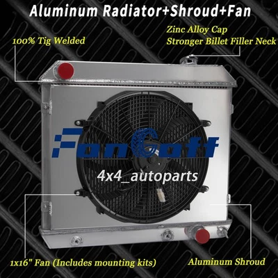 3Rows Radiator+Shroud Fan For 1963-1966 Chevy C10 C20 C30 Pickup Truck 1964 1965 Foto 1 de 4