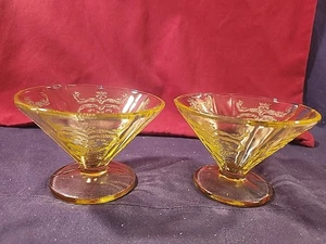 Federal Glass Madrid Amber Cone Sherbert Glasses 1932-1939 Set of 2 Vintage - Picture 1 of 7