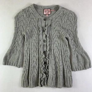 Juicy Couture Cashmere Wool knit Sweater Bell Sleeves Size P (XS) Womens Gray - Picture 1 of 5