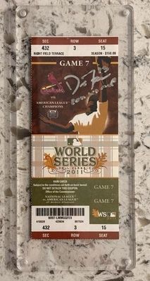 2011 World Series - Game 7 Ticket Signed Inscription David Freese Authenticated - Image 1 of 4