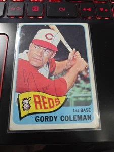 1965 Topps Baseball Gordy Coleman Cincinnati Reds Card #289 Autographed  - Picture 1 of 6