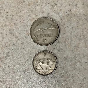 Ireland 1940 1 Florin & 1 Shilling Silver Coin - Picture 1 of 2