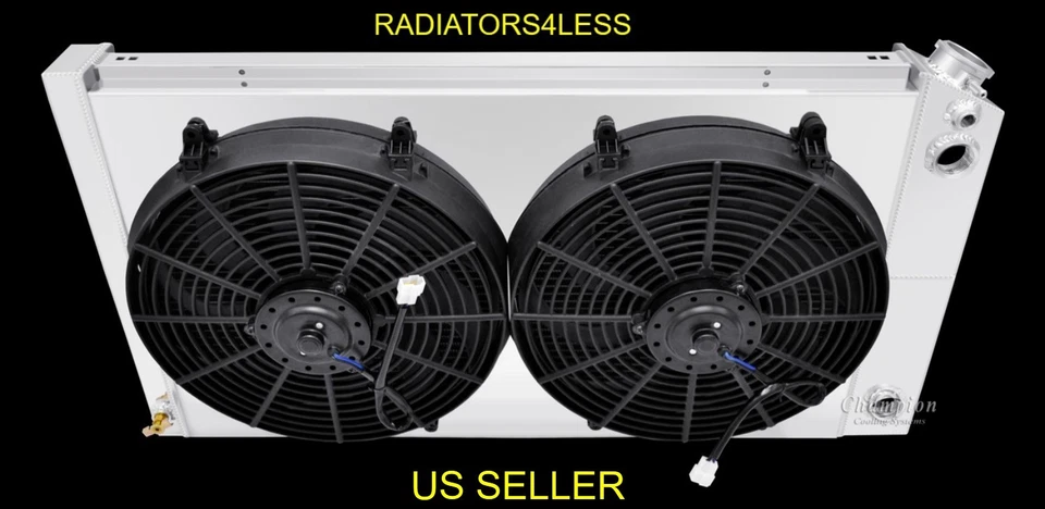 CAMPEÓN 3 FILAS CUBIERTA RADIADOR 14" VENTILADORES CHEVY DOBLE PASO 28" NÚCLEO ANCHO LS INTERCAMBIO Foto 1 de 4