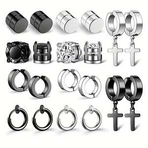 1-10 Paar Herren Damen Edelstahl Magnet Ohrstecker ohne Piercing Clip on - Bild 1 von 30