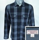 Wallace & Barnes M Medium Flannel Blue Shirt Cotton Plaid Long Sleeve B4448