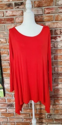 СОПРАНО КРАСНЫЙ ДЛИННЫМ РУКАВОМ СВОБОДНОГО БОГЕМНОЕ HI НИЗКИЙ РАСКЛЕШЕННЫЙ ТРИКОТАЖ ТУНИКА ВЕРХНЯЯ ФУТБОЛКА РАЗМЕР 3XL - Изображение 1 из 4