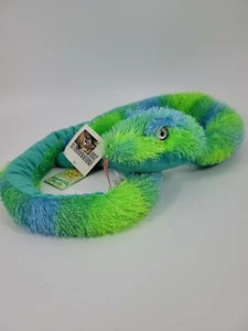 Wild Republic Rattle Snake Aqua 52" 2004 w Tags Indianapolis Zoo Colorful Plush - Picture 1 of 12
