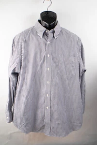 American Living Men's 17 32/33 Long Sleeve Button Shirt Striped Gray and White - Picture 1 of 6