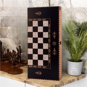 Elegant Backgammon Set Wood ART Handmade X Large Game Board 19.7in / Gift Idea - Picture 1 of 7