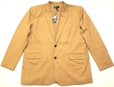 J Ferrar Jason Bolden Tan Khaki Casual Cotton Blend Blazer Jacket, Big Mens 2XLT - Image 1 of 4