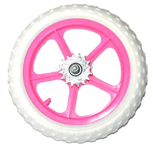 12" Pink Rear Plastic Mag Wheel & Solid Tyre For Kids Bikes With 16T Cog - Picture 1 of 3