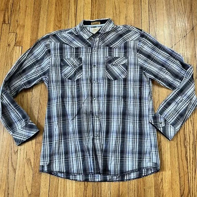 Sovereign Code Men's XL White Black Pearl Snap Western Shirt Plaid - Image 1 of 4
