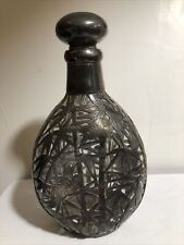 CHINESE STERLING SILVER 3 SIDED DECANTER BAMBOO PATTERN ~7.5 X ~3.5”x ~2.5