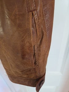 Mens Aviatrix Vintage Tan Leather Biker Jacket Size L in Good condition - Picture 1 of 10