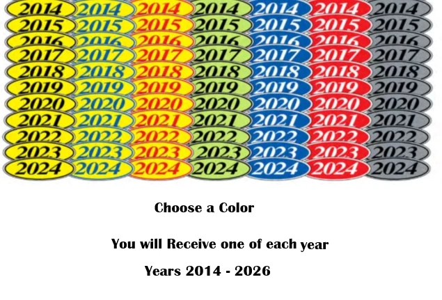 1 de cada año 2014-2026 Modelo Ovalado Parabrisas Año Pegatinas Vinilo Concesionario Foto 1 de 4