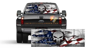 American Flag Ripped Metal Patriotic Rear Window Graphic Perforated Decal Trucks - Picture 1 of 4