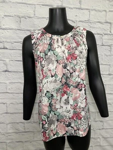 Vtg 70's Women's Floral Print Pleated Sleeveless Casual Tank Top Blouse Sz Large - Picture 1 of 5