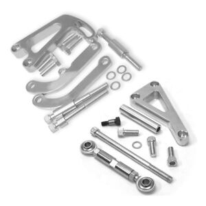 Polished Alternator & Power Steering Brackets For SBC Chevy LWP Long Water Pump