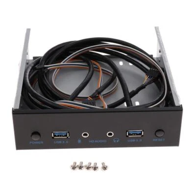 2Port USB 3.0 Front Panel Expansion Bay Hub AUDIO 3.5mm & Power Switch - Image 1 of 4