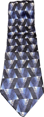 Haggar Collections Blue Black Geometric Pattern Men’s Tie Necktie - Image 1 of 4