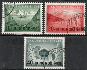 1571 Norway 1943, NK 319-21, Winter Relief surtax canc. MI 292-94, SC #B32-B34. - Picture 1 of 1