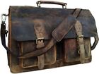 Brown Buffalo Hunter Leather Laptop Messenger Bag Office Briefcase Crossbody