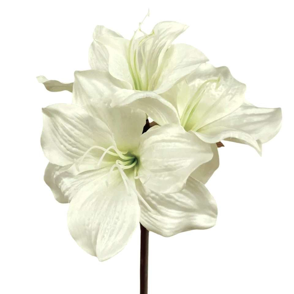 Kunstblume Amaryllis 48cm, 1Stängel, 3 Blüten. Winterdeko Weihnachten Weiß WEISS - Bild 1 von 3
