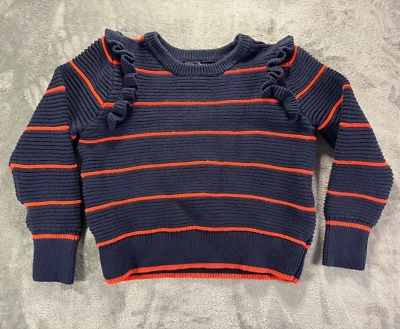 Suéter Banana Republic para Mujer XL Azul Marino Rayas Volantes Recortado Tejido Pullover Boho Foto 1 de 4